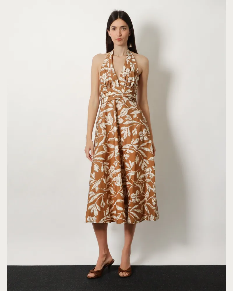 Max Mara Women's Printed Cotton Dress Brown Brown