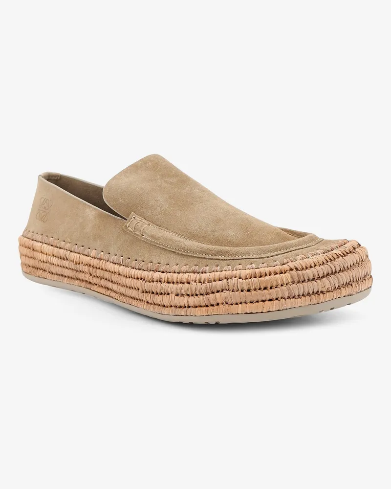 Loewe Men's Loafers Rio Suede-Raffia Beige Suede-Rubber Suede/rubber Beige