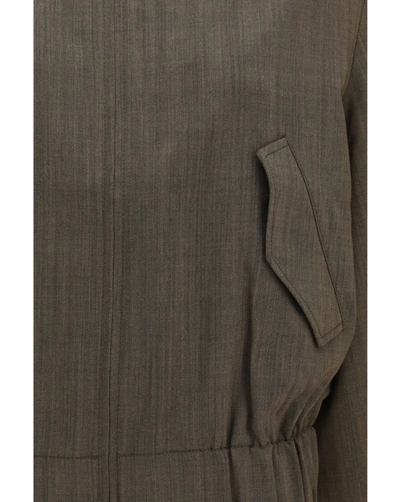Ganni Women's Bomber Jacket Lightweight Wool Canteen Merino Brown