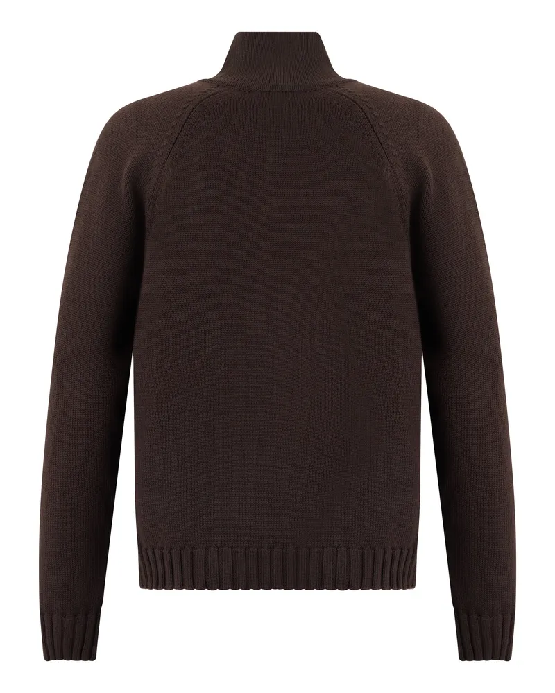 Slowear Virgin Wool Polo Collar Sweater — Brown 