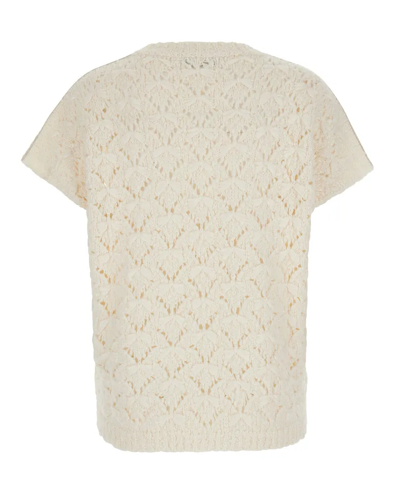 Fabiana Filippi Merino Wool Blend Openwork Sweater — White White