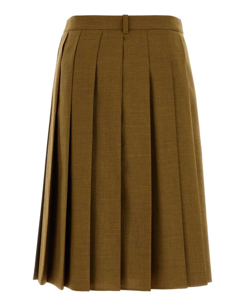 Prada Women's Khaki Wool Skirt Cannella Gonne Brown