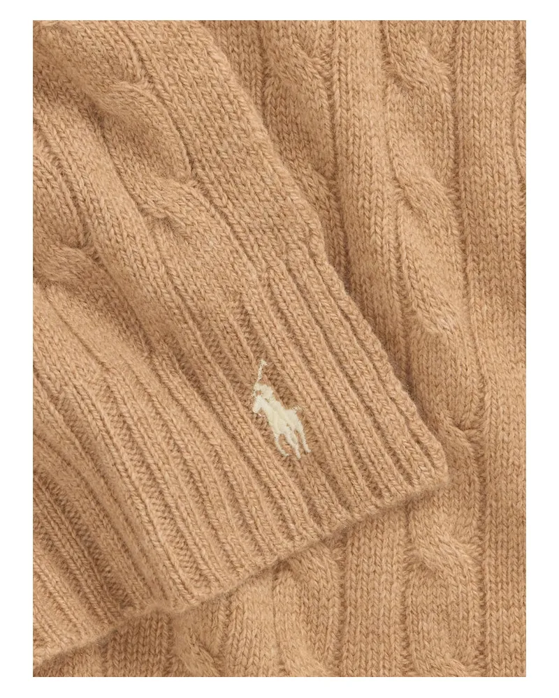 Ralph Lauren Cable-Knit Wool & Cashmere Scarf — Brown Brown
