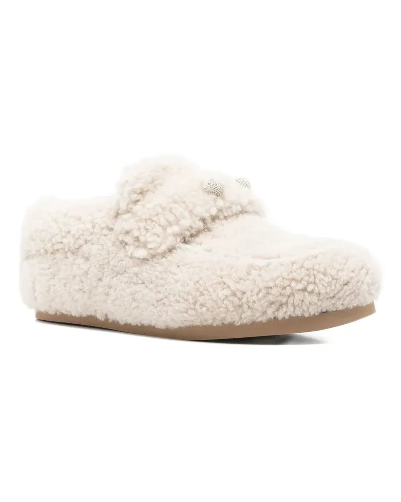 Fabiana Filippi Women's Shearling Button Loafers Aw25 W Beige