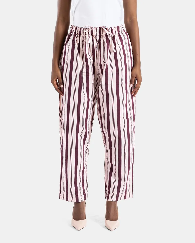 Casey Casey Women's Simple Striped Bordeaux And Pink Trousers Multicolor