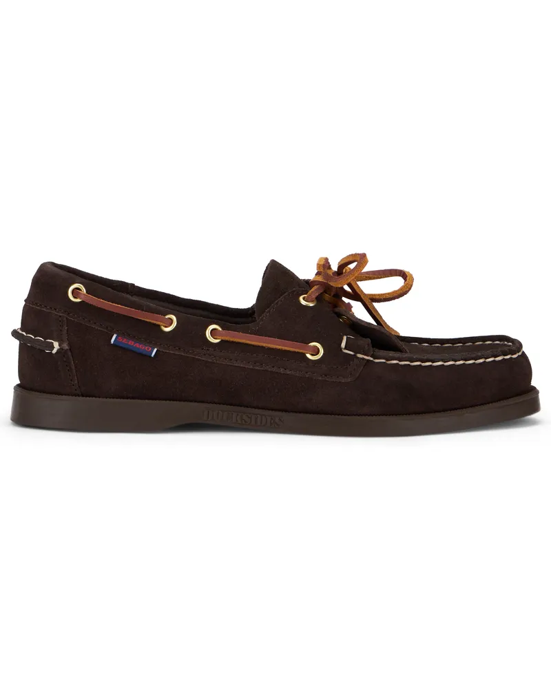 Sebago Men's Boat Shoes Dark Brown Suede Bovine Loafers Brown