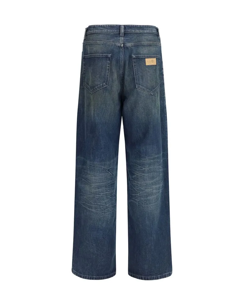 Maison Margiela Men's Blue Cotton Straight-Leg Jeans Clothing Blue