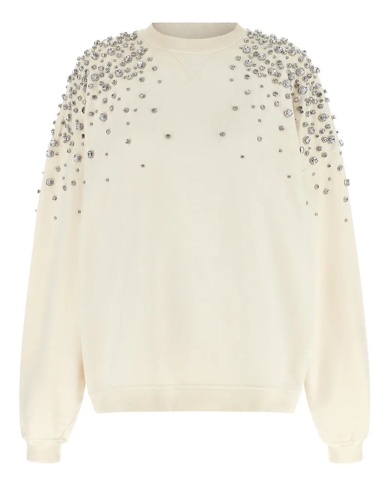 Golden Goose Crystal-Embellished Sweatshirt — Cream Cream