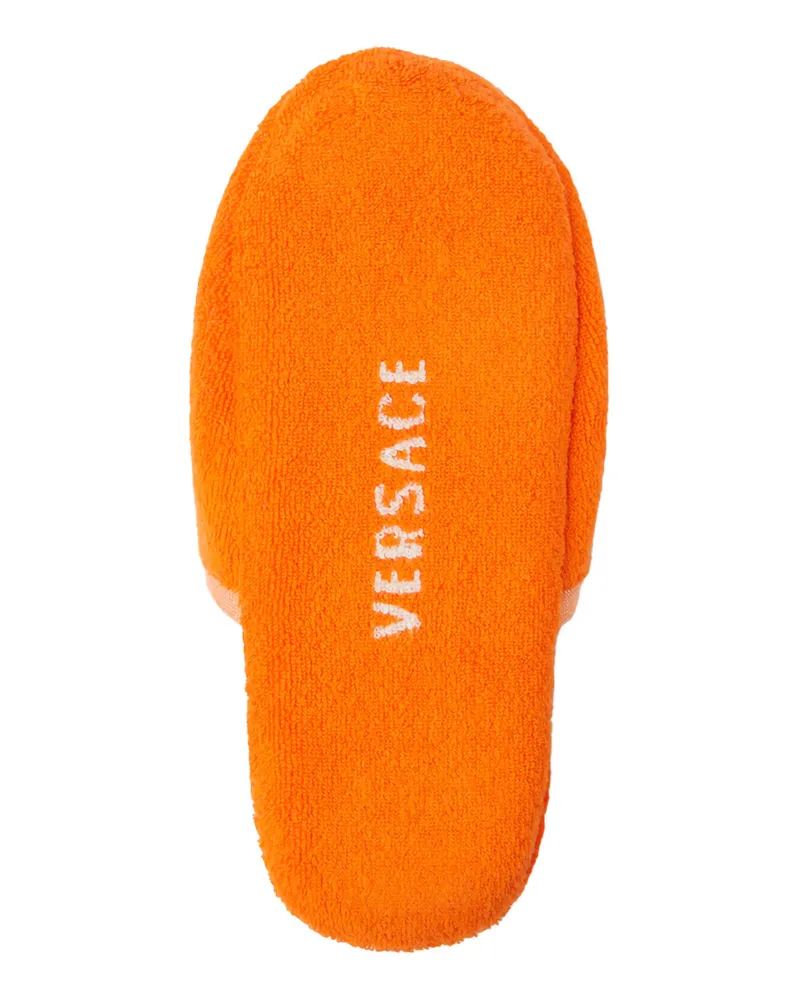 Versace Unisex Slippers Medusa Jacquard Orange Flat Shoes Orange