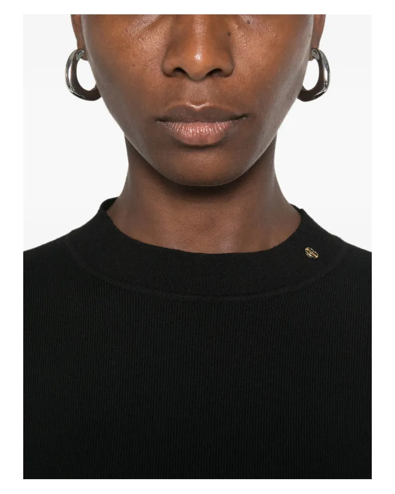 Anine Bing Ribbed Knit Mock Neck Dress — Black Black