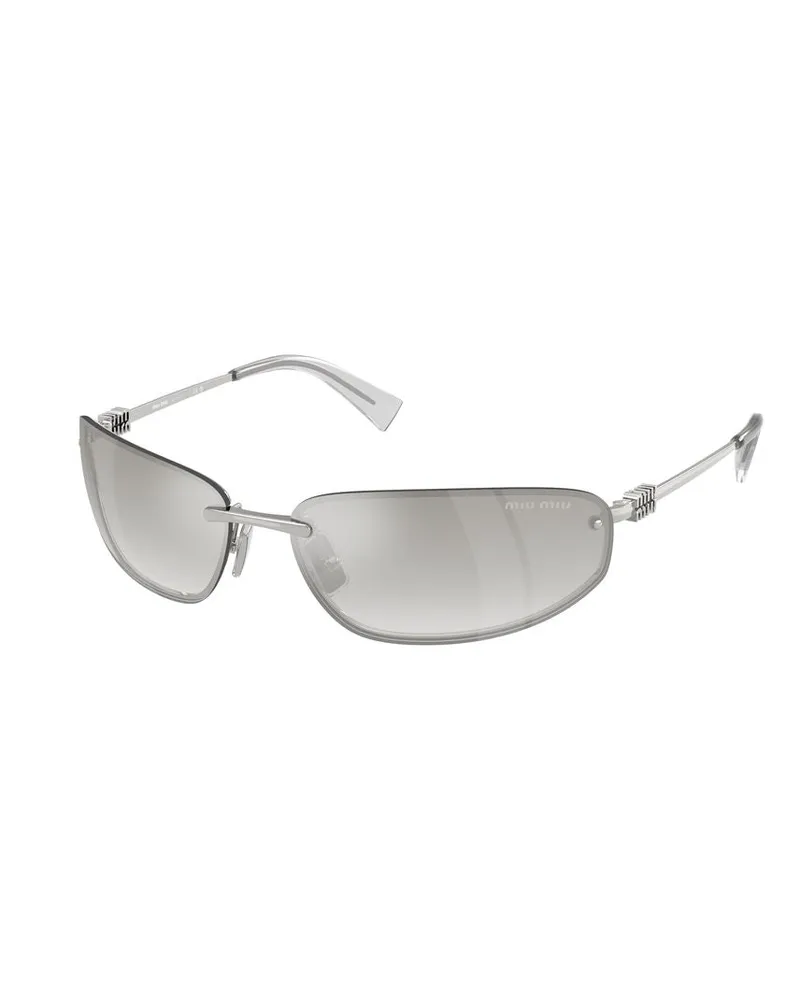 Miu Miu Women's Miu Sunglasses Silver-Clear Gradient Mirror Metal Silver