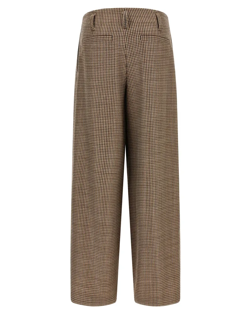 Brunello Cucinelli Women's Brown Virgin Wool Flared Pants Brown