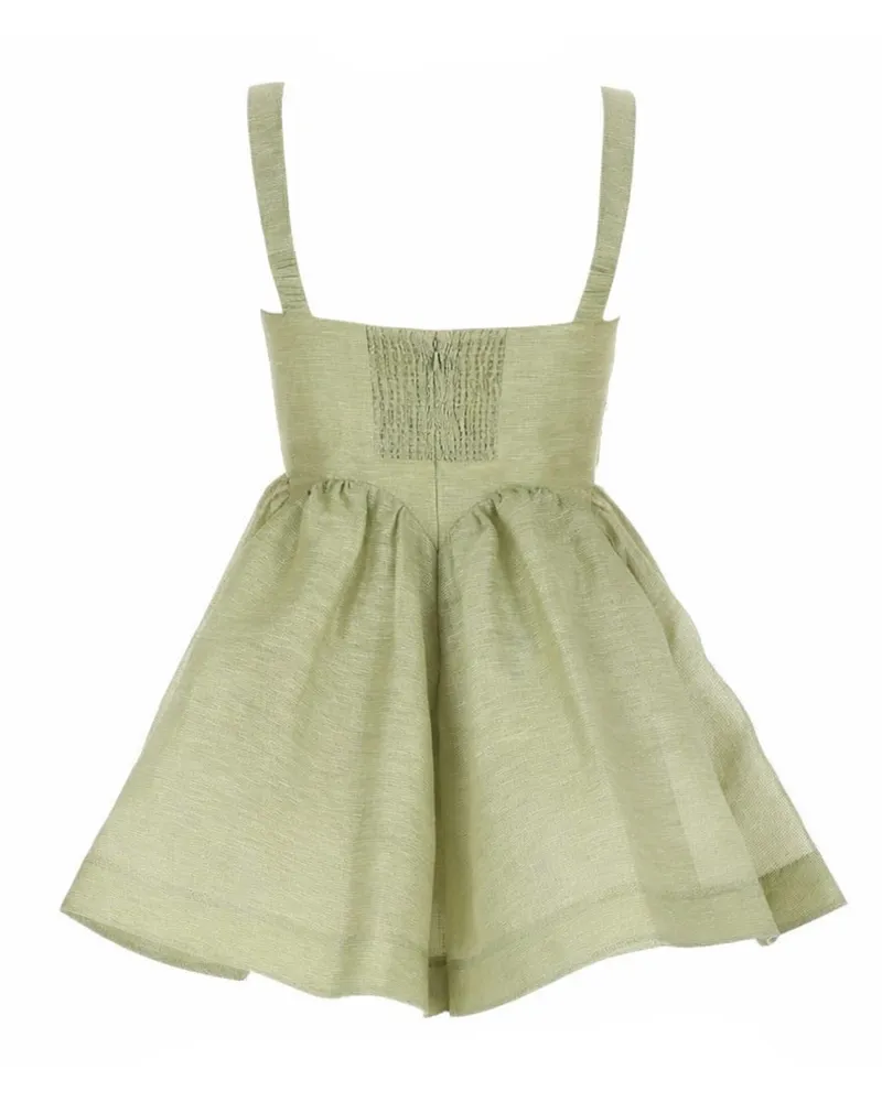 Zimmermann Linen-Silk Blend Dress — Green Green
