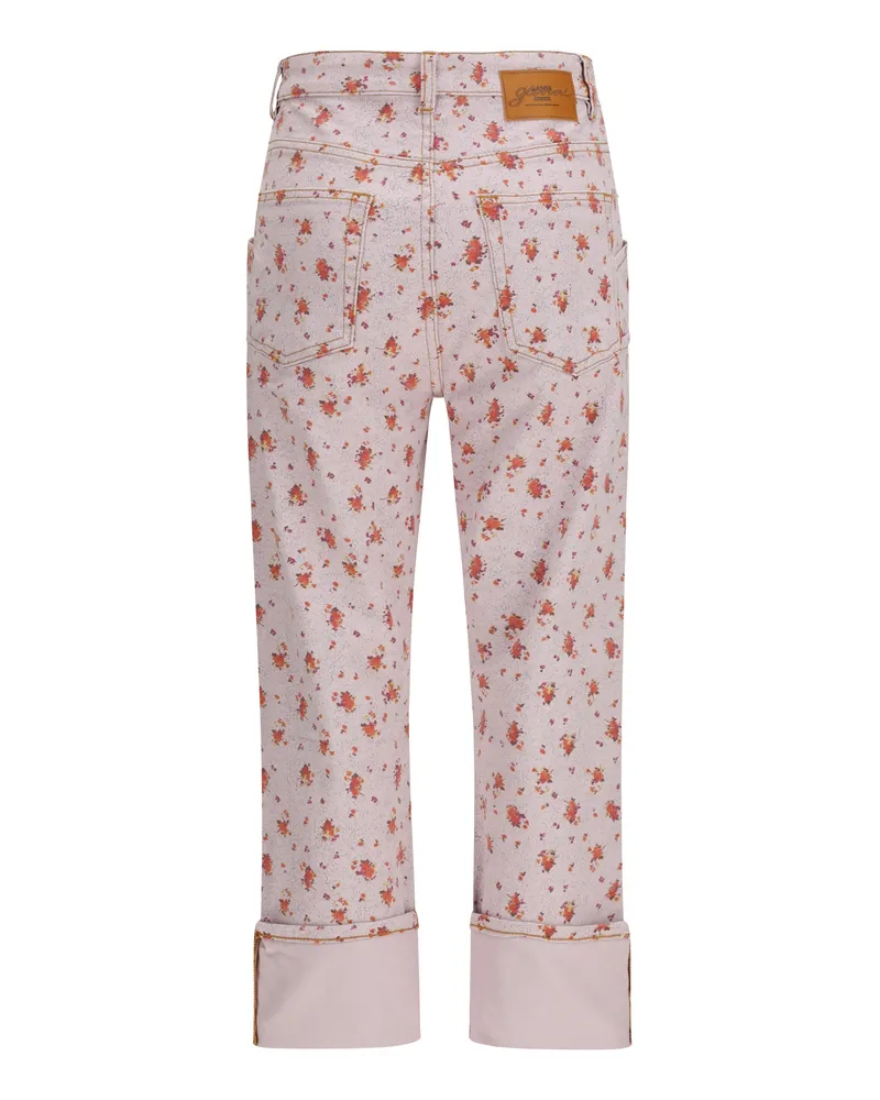 Ganni Women's Printed Capri Pants Peachskin Cotton; Elastane Trousers Pink
