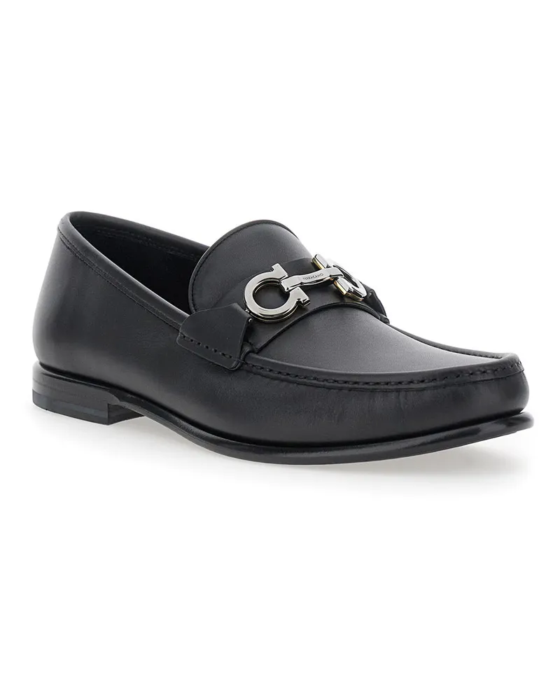 Ferragamo Men's Loafers Avril Black Leather Calf Black