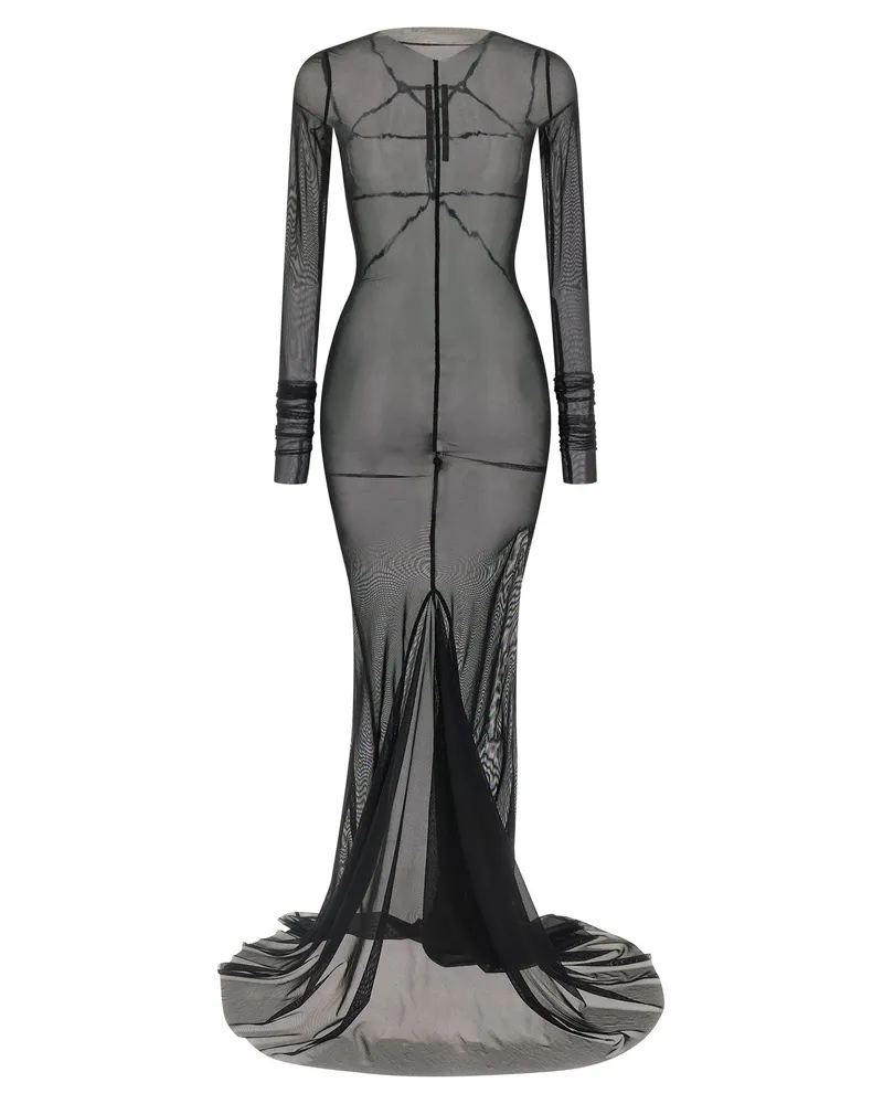 Rick Owens Women's Black Nylon Long Dress Black