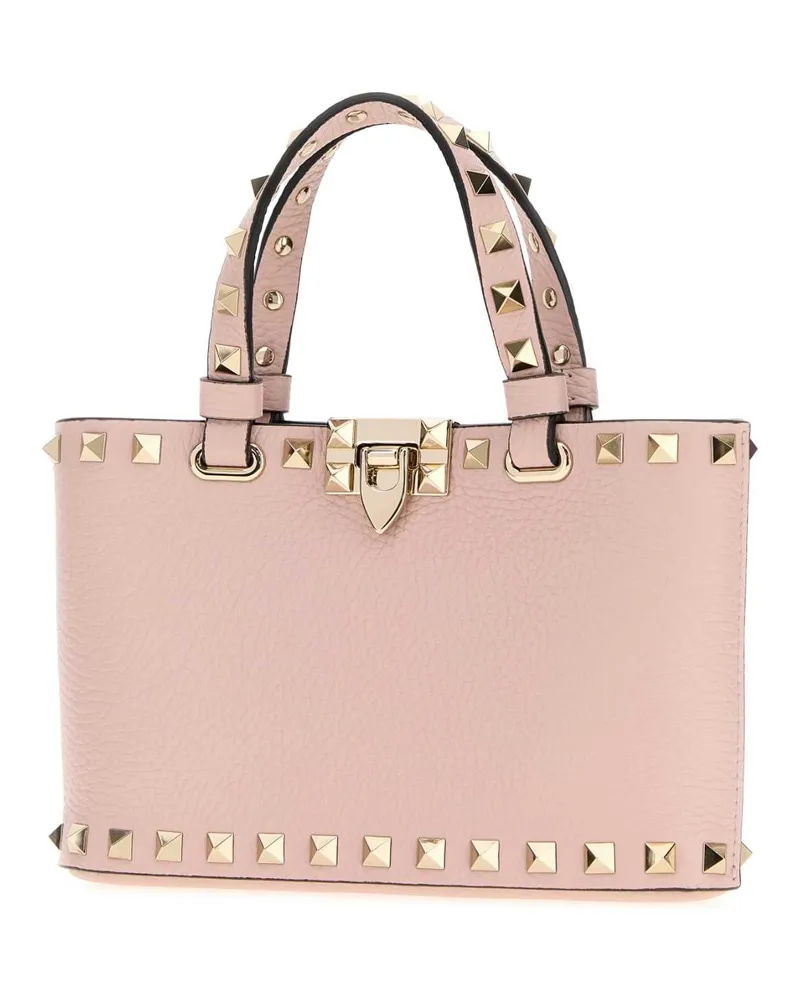 Valentino Garavani Women's Pastel Pink Leather Rockstud Handbag Rose Quartz Clutch Pink