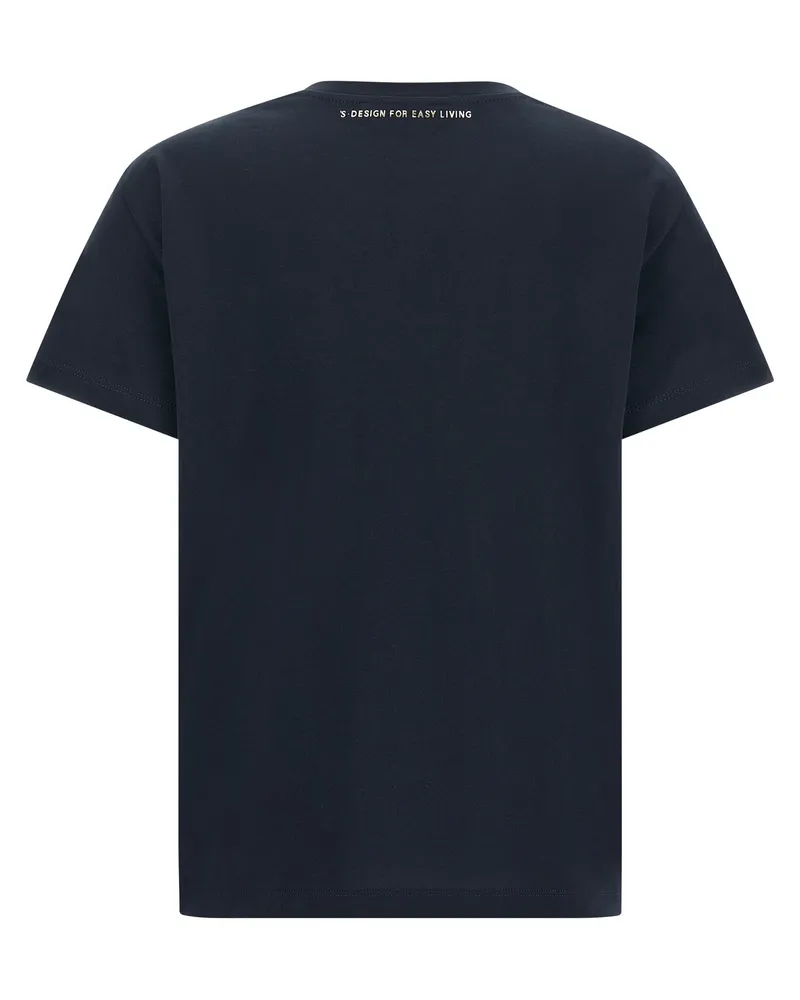 Max Mara Women Blue Cotton T-Shirt Navy