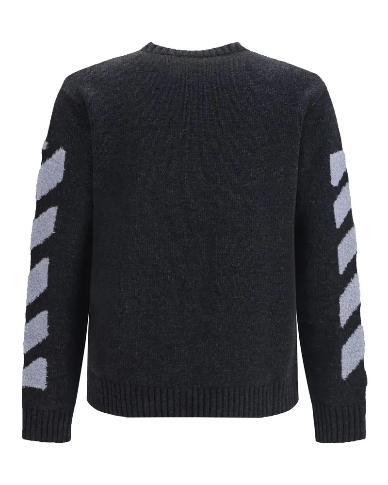 OFF-WHITE Men's Diag Fuzzy Crewneck Sweater Antracite Wool Ovis Aries; Polyamide Gray