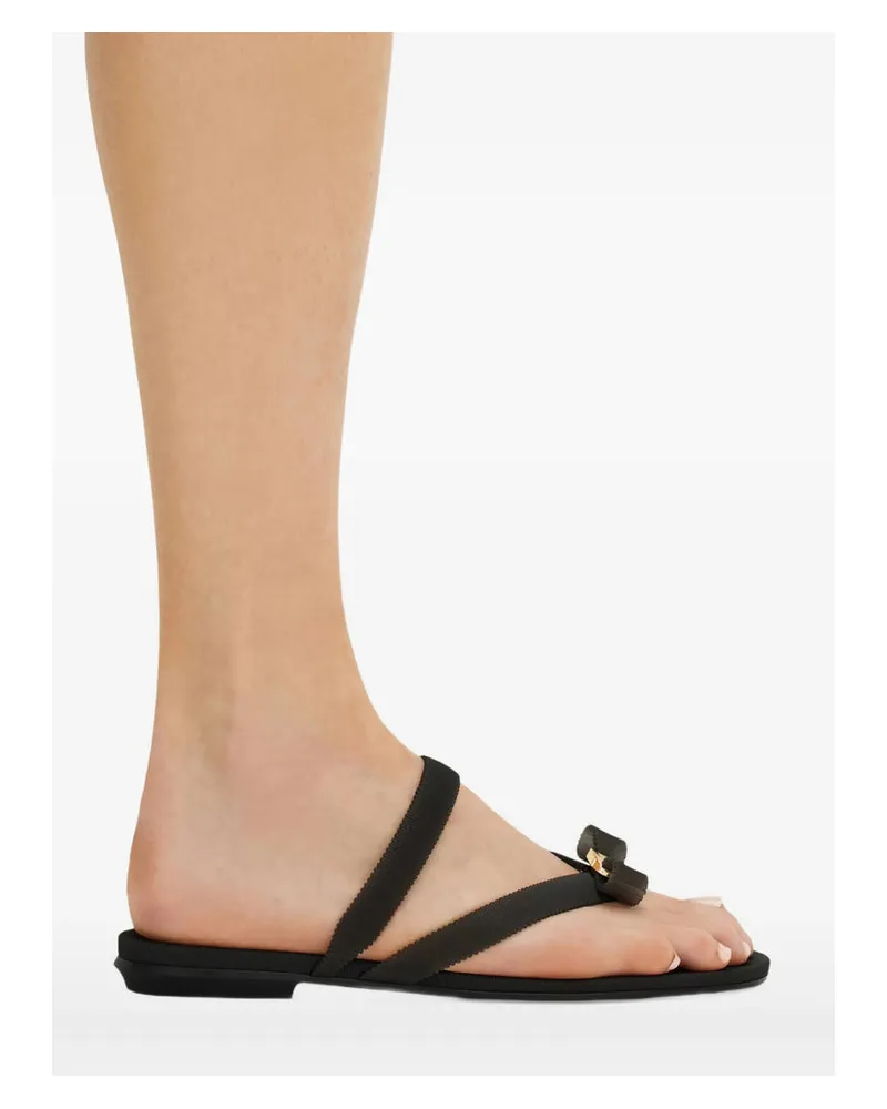 Ferragamo Vara Thong Sandals — Black Black