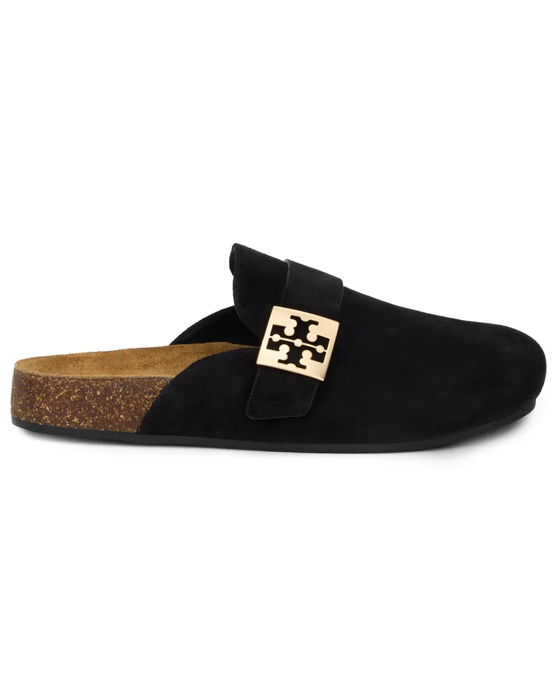 Tory Burch Women's Mules Suede Black Cow Hide Sandal Black