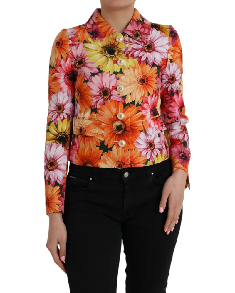 Dolce & Gabbana Women's Multicolor Daisy Print Floral Fantasy Jacket Clothing Multicolor