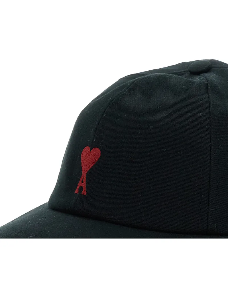 AMI Paris Men's Baseball Cap Black Cotton Hat Black