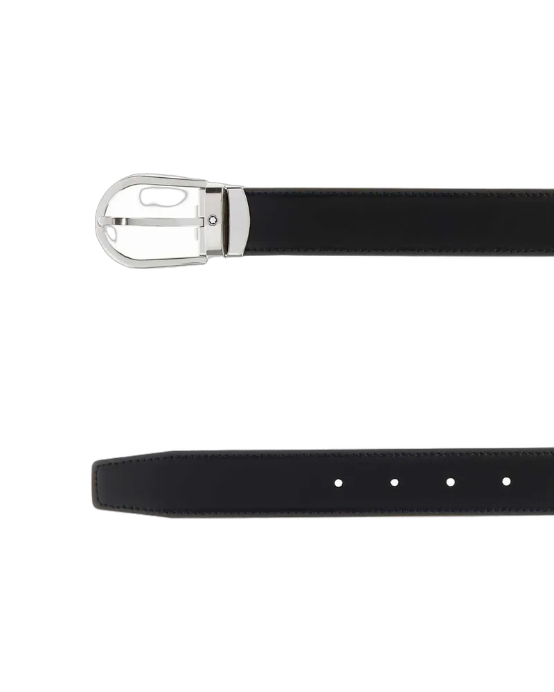 Montblanc Men's Black Leather Reversible Belt 000 Black