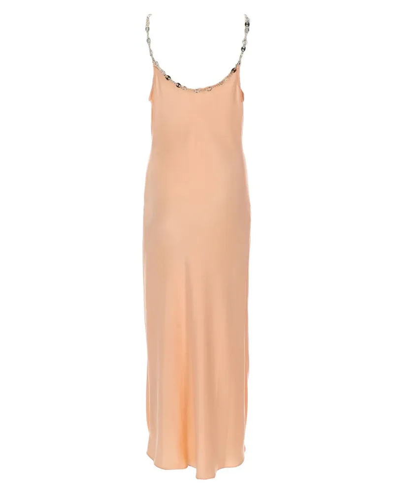 Paco Rabanne Satin Polyester Midi Dress — Pink Pink