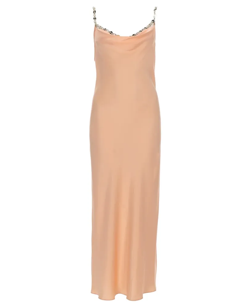 Paco Rabanne Satin Polyester Midi Dress — Pink Pink