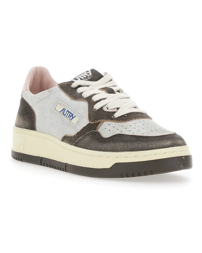 AUTRY Women's Sneakers Leather Upper Brown Suede Laminated Cow Trainers Brown