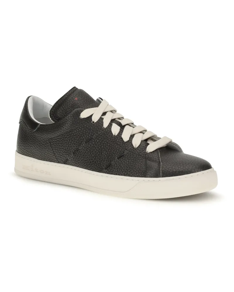 Kiton Men's Leather Sneakers Grigio Scuro Gray