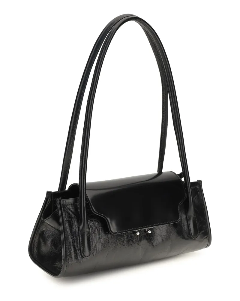 Marni Trunkette Calfskin Leather Shoulder Bag — Black Black