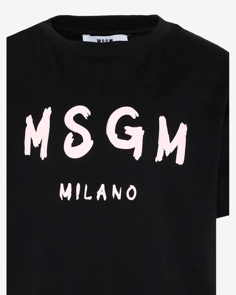 MSGM Logo-Printed T-Shirt — Black Black