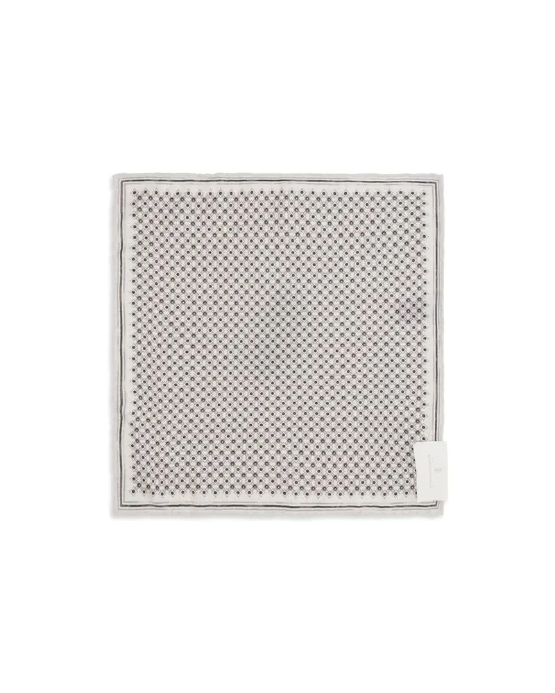 Brunello Cucinelli Geometric Silk Pocket Square — Gray Gray