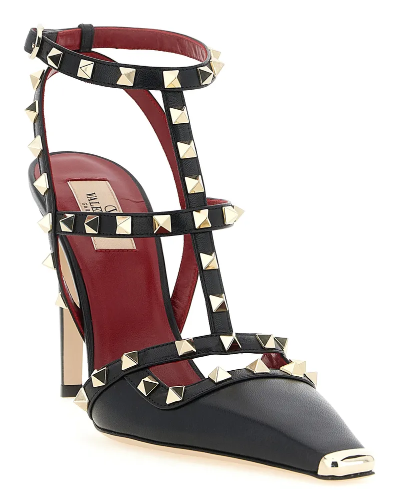 Valentino Garavani Rockstud-Embellished Calfskin Pump — Black Black
