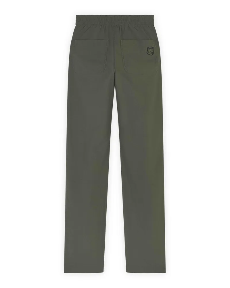 Kitsuné Crispy Nylon Straight Leg Trousers — Green Green