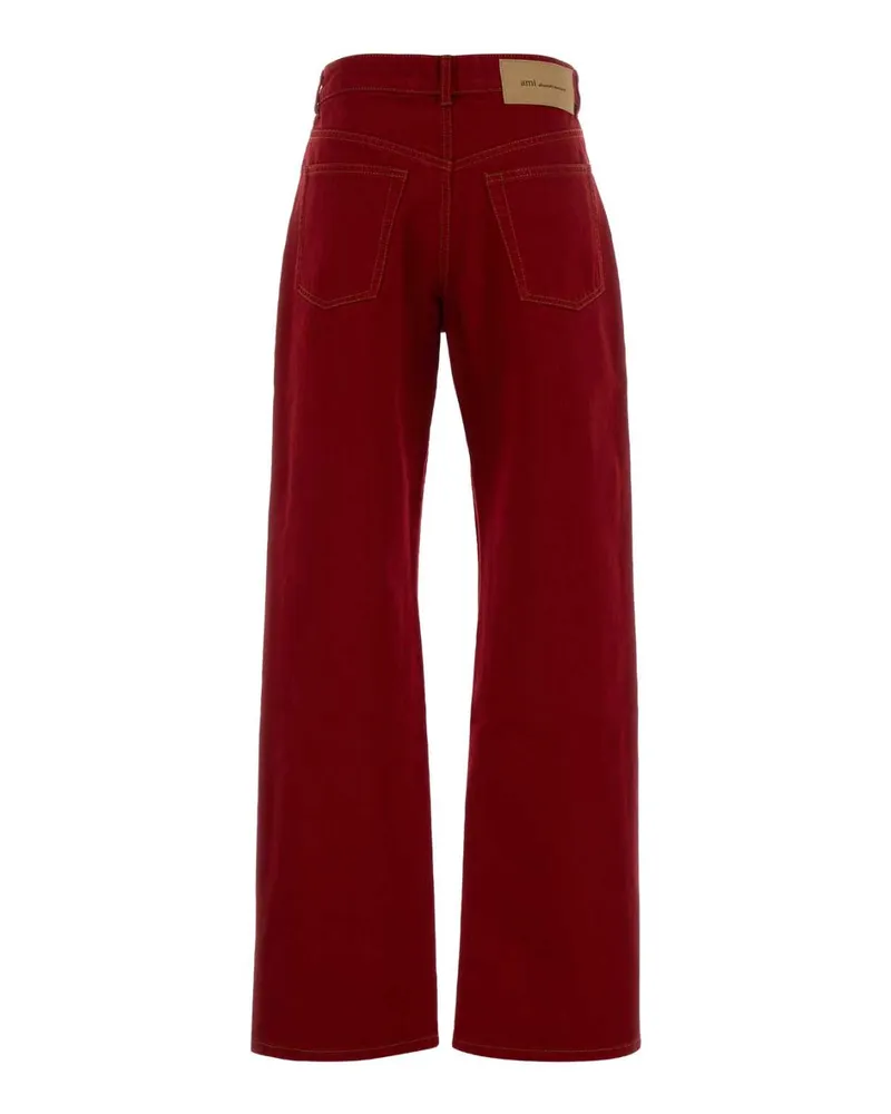 AMI Paris Women's Red Denim Jeans Rouge Rubis Exterior: Cotton Burgundy