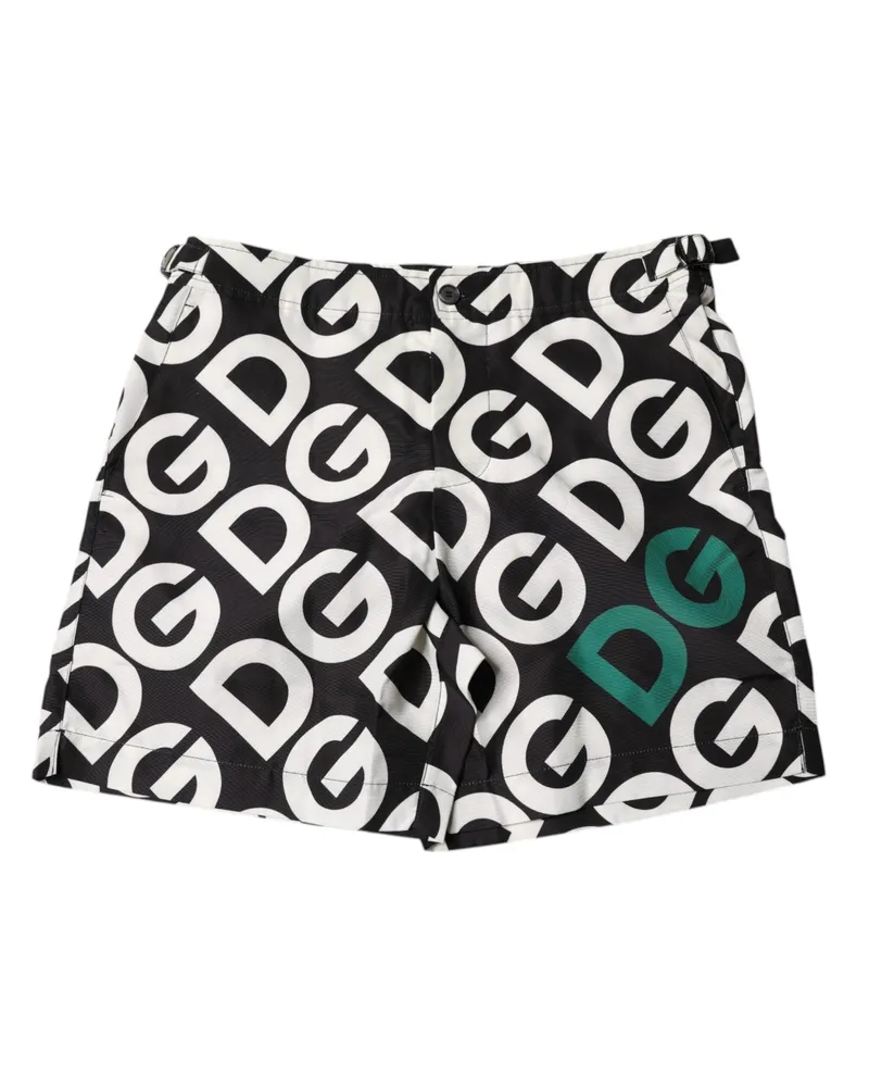 Dolce & Gabbana Men's Black White Logo Beachwear Shorts Swimwear Polyester Multicolor