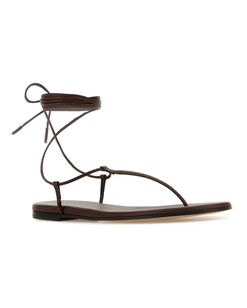Gianvito Rossi Women's Brown Nappa Leather Gwyneth Thong Sandals Sandali Brown
