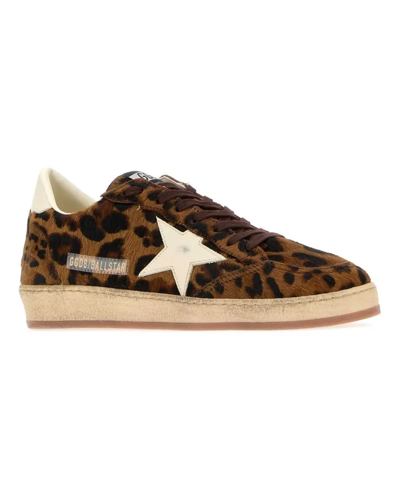 Golden Goose Men's Printed Calf Hair Ball Star Sneakers Browncream Brown