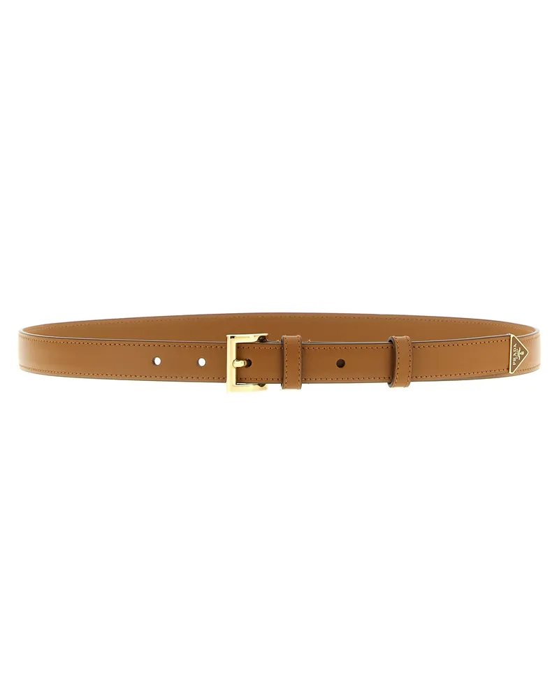 Prada Calfskin Leather Belt — Brown Brown