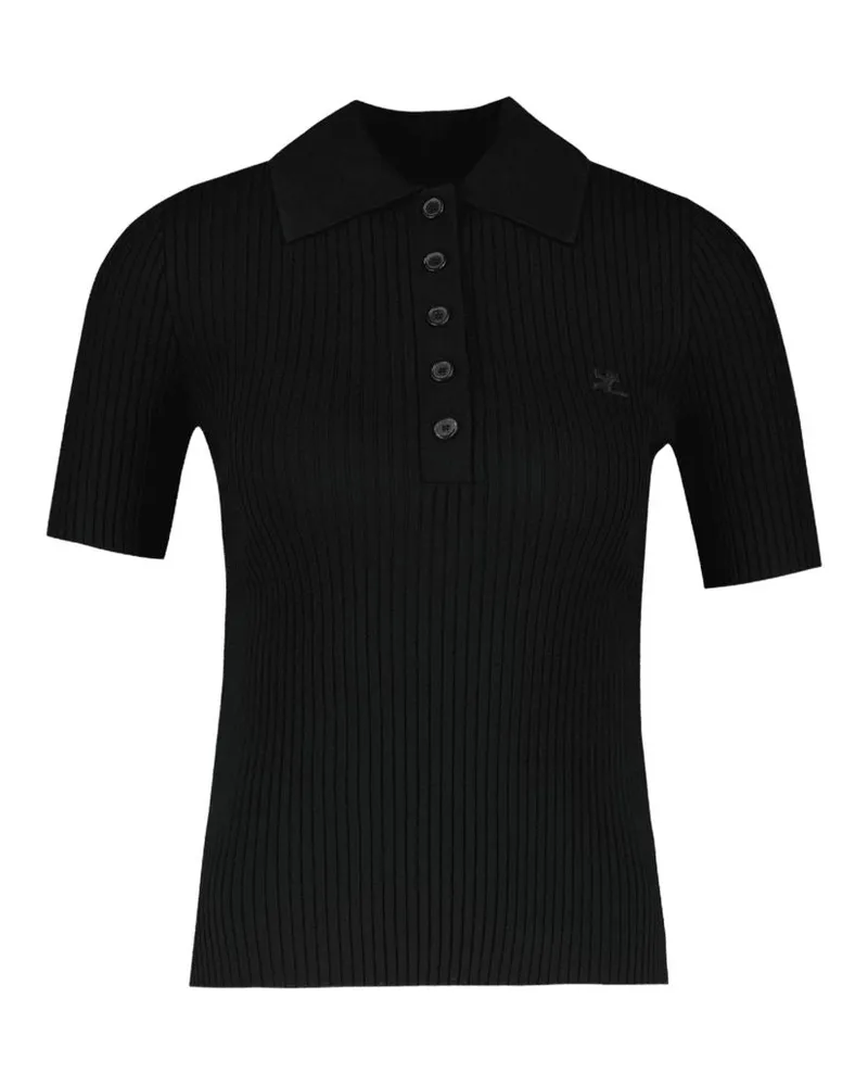 Courrèges Women's Signature Polo -  Cotton Black Concept-Store Ready-To-Wear Black
