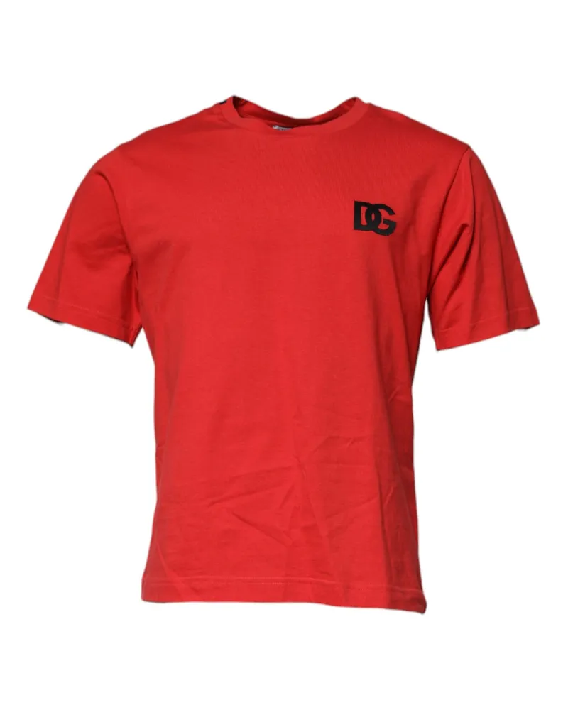 Dolce & Gabbana Logo-Patch Cotton T-Shirt — Red Red
