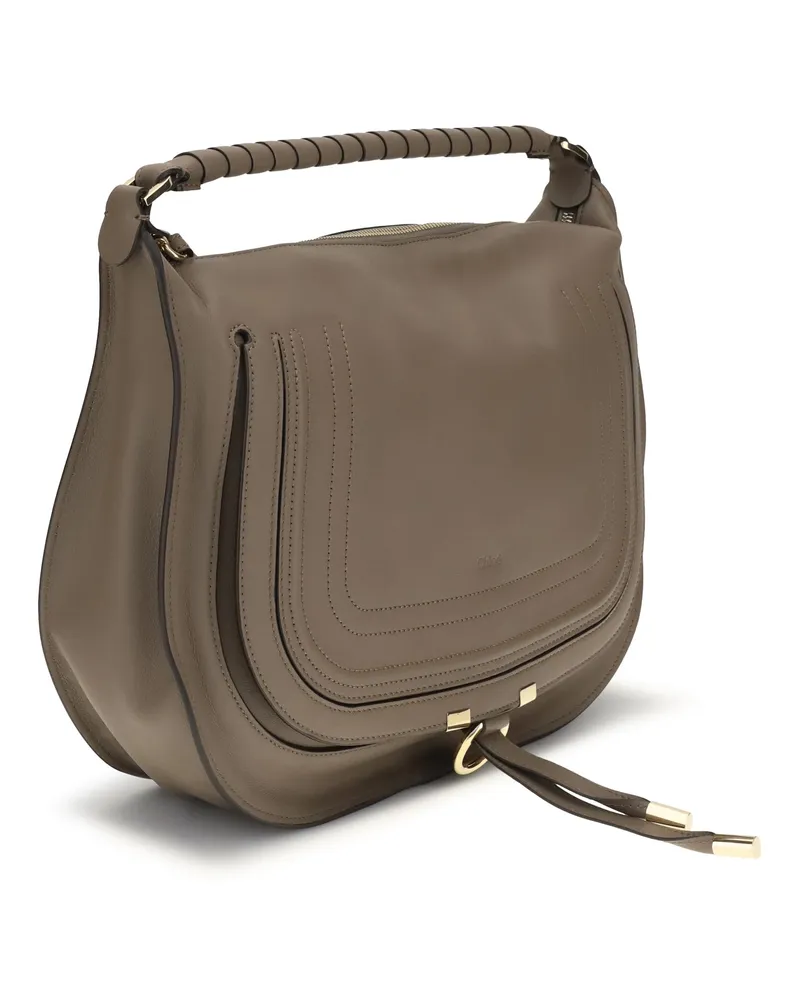 Chloé Women's Marcie Shoulder Bag Deep Taupe Calf Leather Bos Taurus Brown