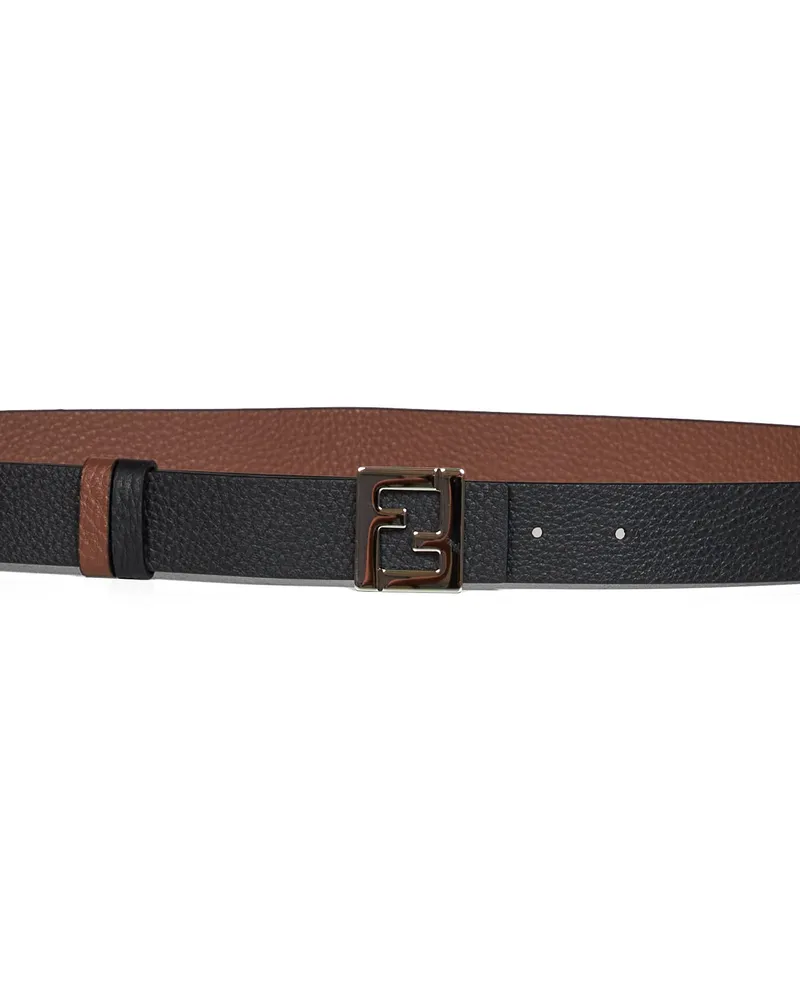 Fendi Reversible Leather FF Belt — Black Black
