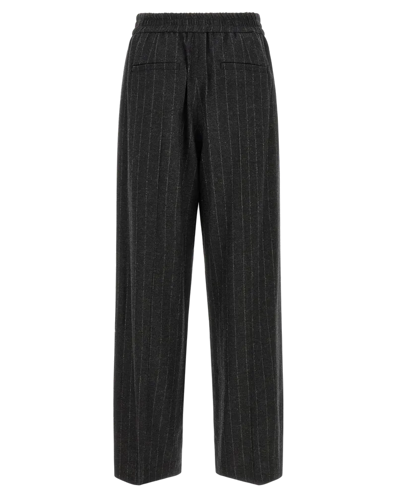 Brunello Cucinelli Women's Gray Virgin Wool Casual Pants Gray