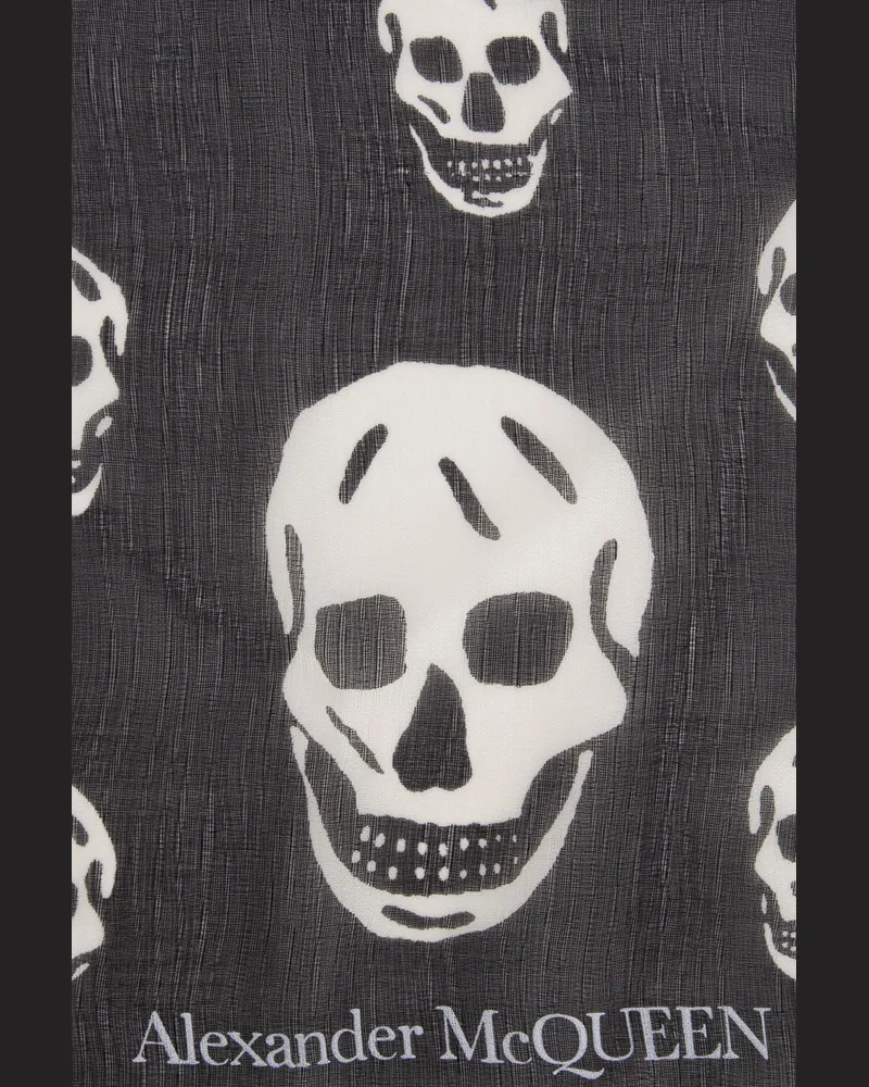 Alexander McQueen Women's Printed Silk Foulard 1078 Exterior: Made Italy Sciarpe E In Scarfs Black