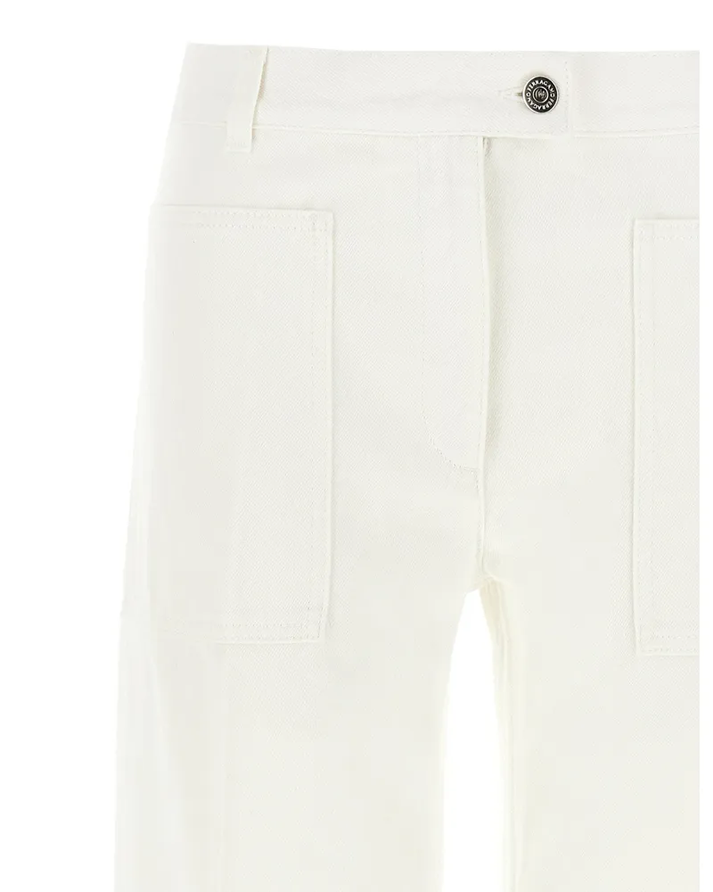 Ferragamo Women's White Cotton Straight-Leg Jeans Clothing White