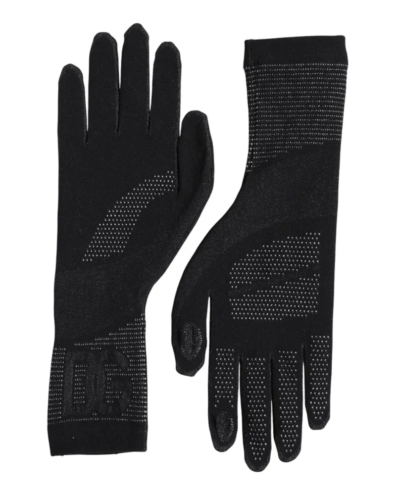 Dolce & Gabbana Black Dg Logo Cotton Hands Mitten Men Gloves Co+03 Black